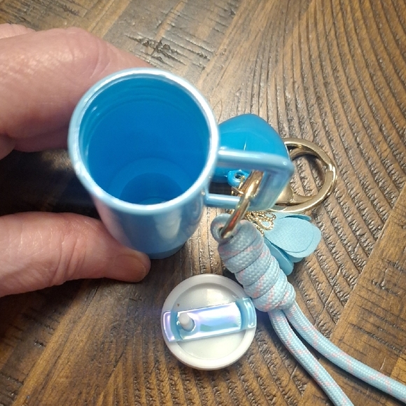 Iridescent Keychain Bag Charm with Blue "Stanley" Like Charm - Picture 6 of 8